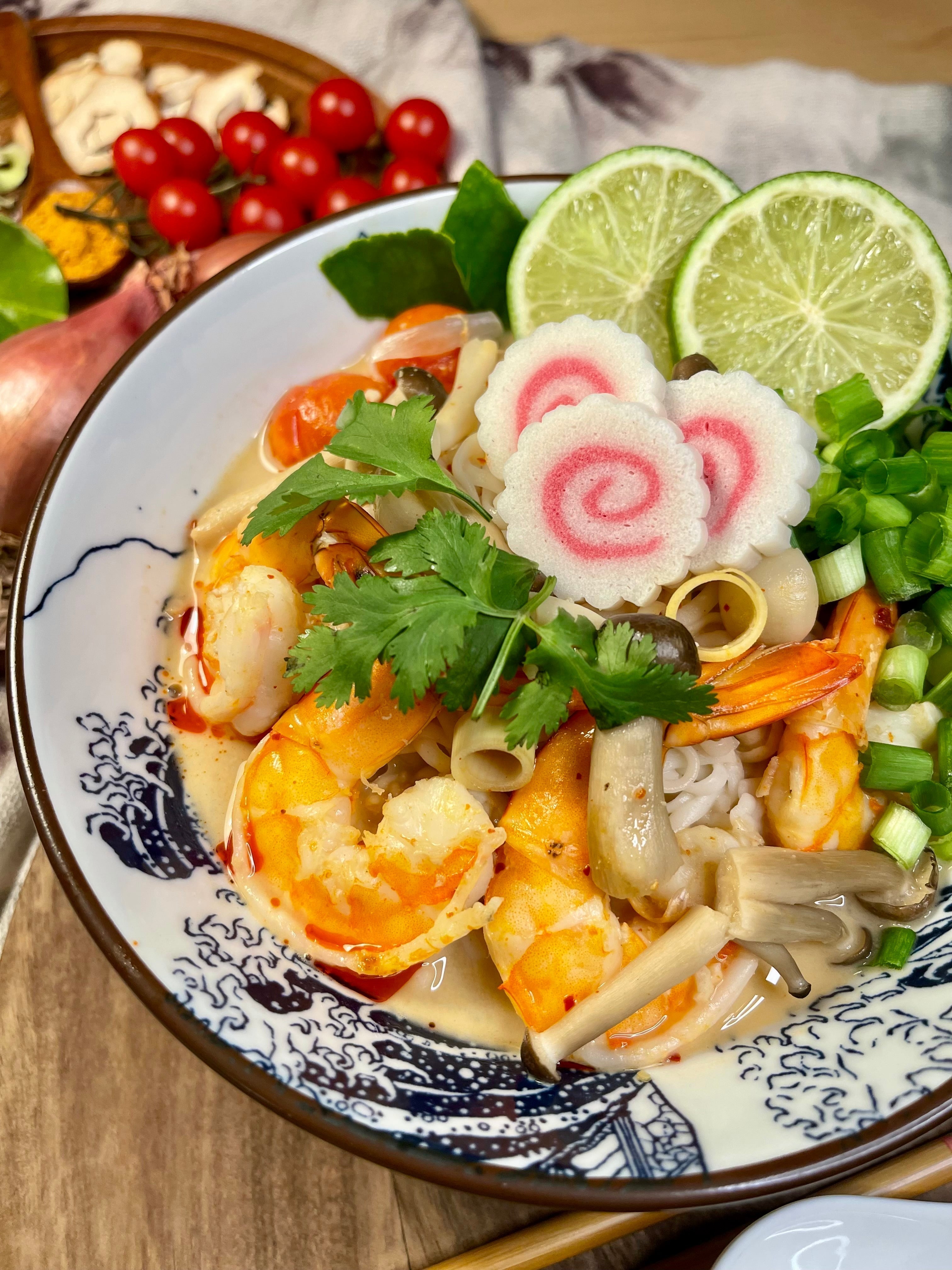 Creamy Tom Yum Ramen with prawn